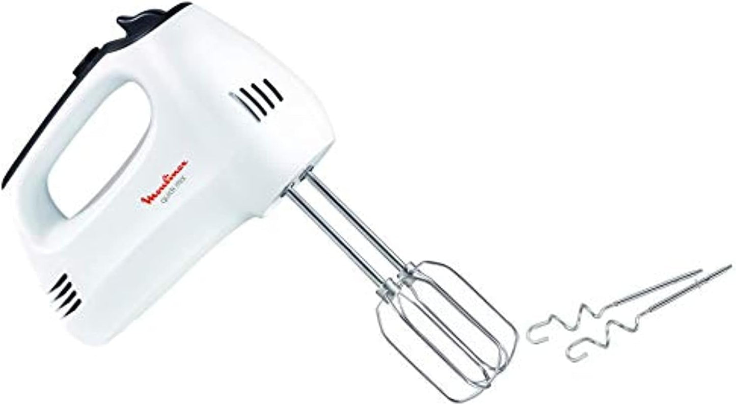 MOULINEX Hand Mixer, Quick Mix Mixer for Whipping and dough kneading, 5 speeds, stainless steel beaters and dough hooks, HM310127