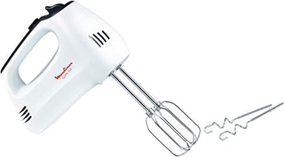 MOULINEX Hand Mixer, Quick Mix Mixer for Whipping and dough kneading, 5 speeds, stainless steel beaters and dough hooks, HM310127