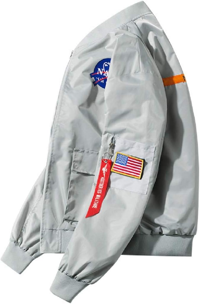 CORIRESHA Mens Apollo NASA Patches Slim Fit Bomber Jackets Windbreaker