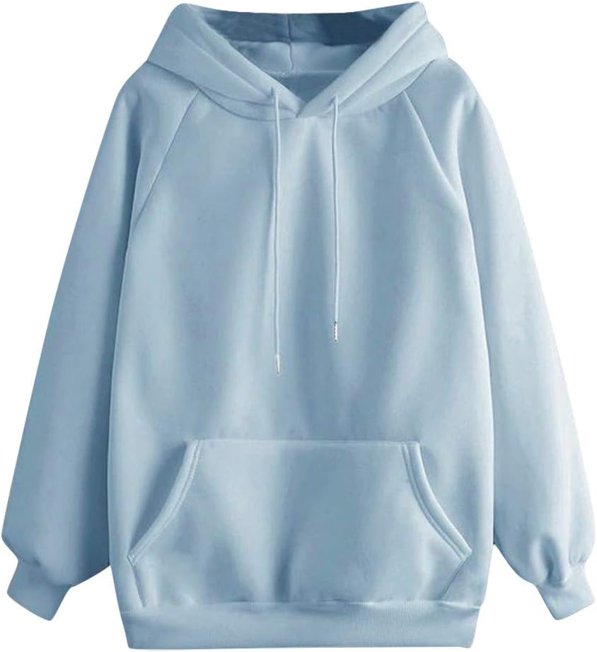 Women Hoodie Sweatshirt Fankle Sale Long Sleeve Drawstring Solid Tops Blouse Coat with Pockets