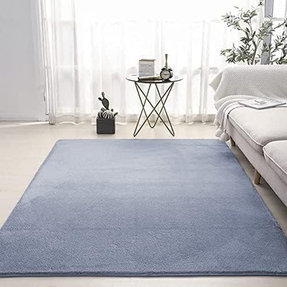 Area Rug Fluffy Rugs Shaggy Carpet Bedside Floor Mat Super Soft Non-slip Silky Smooth for Living Room Dining Room Bedroom Grey Rectangle Home Decoration 140x200x0.9cm