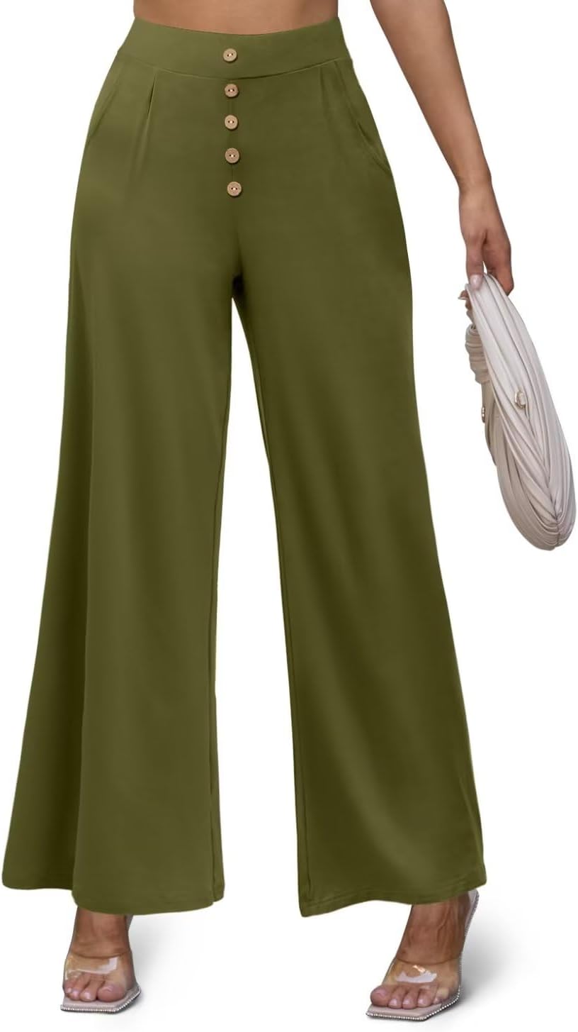 JZC Women's Wide Leg Casual Pants Cross Waist Palazzo Lounge Pajama Flowy Pants Yoga Sweatpants with Pockets