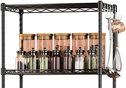 BEONE 5-Tier Wire Storage Shelving Rack Unit for Home Bathroom Kitchen, 5 Shelves Metal Kitchen (5-Tier, Black) Black 7323