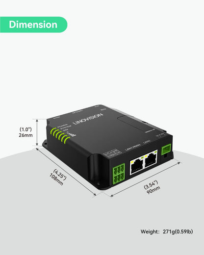 LINOVISION Industrial Unlocked 4G LTE Router, Support WiFi, Dual SIM Cards, RS485 and DI/DO, Secure VPN Access, Cloud Management, Cellular Router for M2M/IOT Application, Ethernet