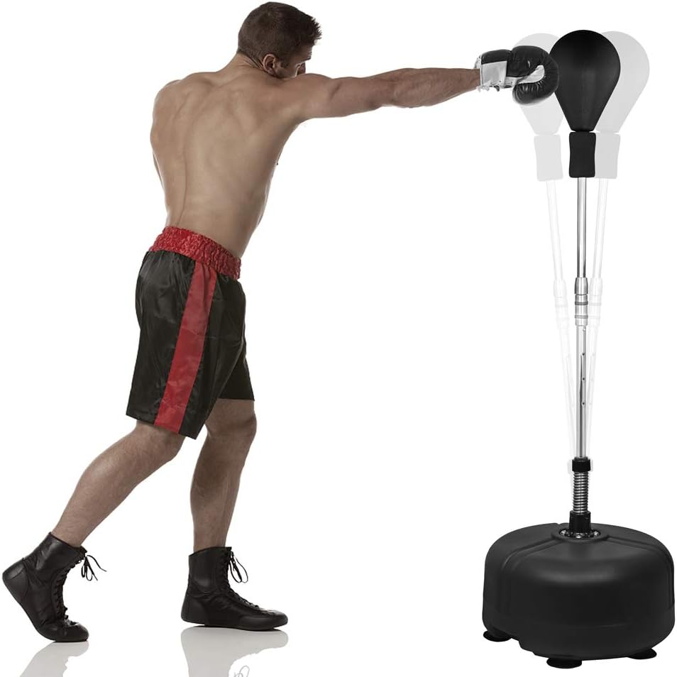 ZEMOJ Punching Bag with Stand for Adults & Kids, Height Adjustable- Freestanding Punch Ball Boxing Speed Reflex Bag - Great for Training, Stress Relief & Fitness