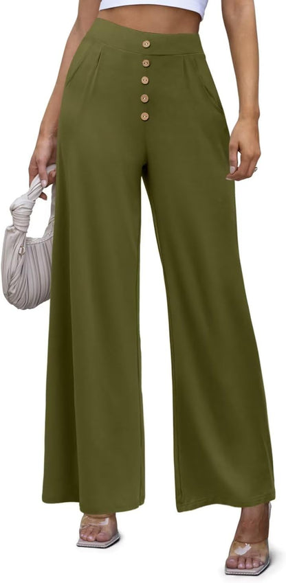 JZC Women's Wide Leg Casual Pants Cross Waist Palazzo Lounge Pajama Flowy Pants Yoga Sweatpants with Pockets