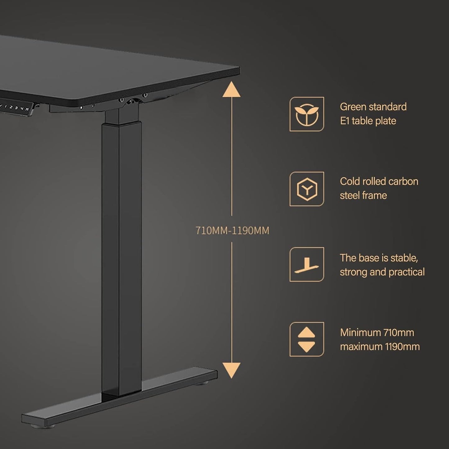 TDOO Lifting table Electric Standing Deskwith Memory Control, Height Adjustable Desk Electric Sit Stand Desk Home Office Desks Whole Piece Desk Board with Preset Controller (Black Frame + Black top)