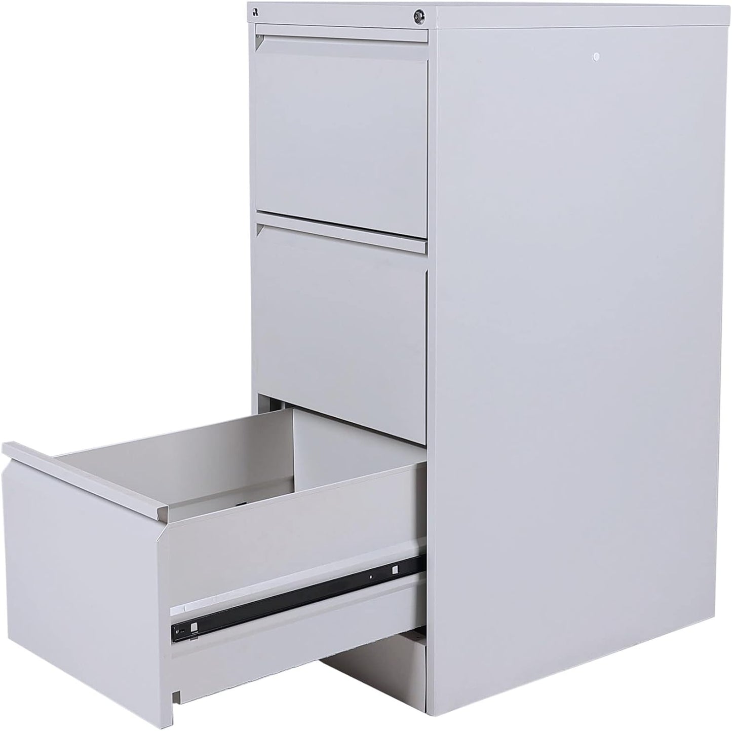 RIGID Steel Vertical Filing Cabinet Large Storage steel Cabinet, Metal Portable Cabinet with 3 Drawers for Legal (White)