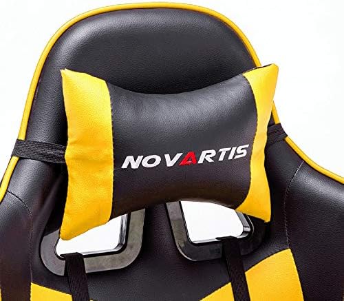 Adjustable Gaming Chair Galxy Design Adjustable Height/Back with Headrest and Backrest,Fixed Padded Arms, 170 Degree Reclining (Yellow & Black)