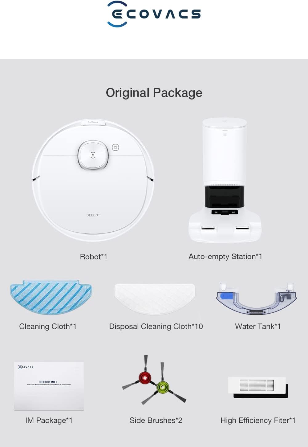 ECOVACS Robot Vacuum Cleaner Deebot N8+ and Mop with Auto-Empty Station, Powerful 2300Pa Suction,Advanced Laser-Based LiDAR Navigation, Multi-Floor Mapping,Up to 110 Minutes Runtime(1 Year Warranty)