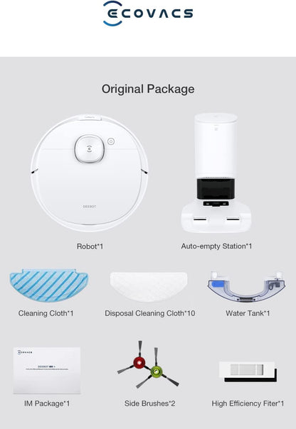 ECOVACS Robot Vacuum Cleaner Deebot N8+ and Mop with Auto-Empty Station, Powerful 2300Pa Suction,Advanced Laser-Based LiDAR Navigation, Multi-Floor Mapping,Up to 110 Minutes Runtime(1 Year Warranty)