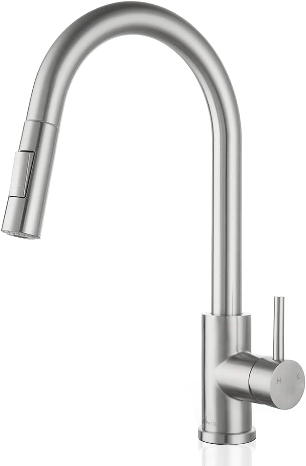 APPASO Kitchen Faucet with Pull Down Sprayer - Single Handle One Hole High Arc Pull Out Kitchen Sink Faucets with Deck Plate, Brushed Nickel, APS220BN