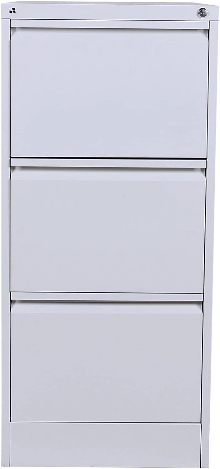 RIGID Steel Vertical Filing Cabinet Large Storage steel Cabinet, Metal Portable Cabinet with 3 Drawers for Legal (White)