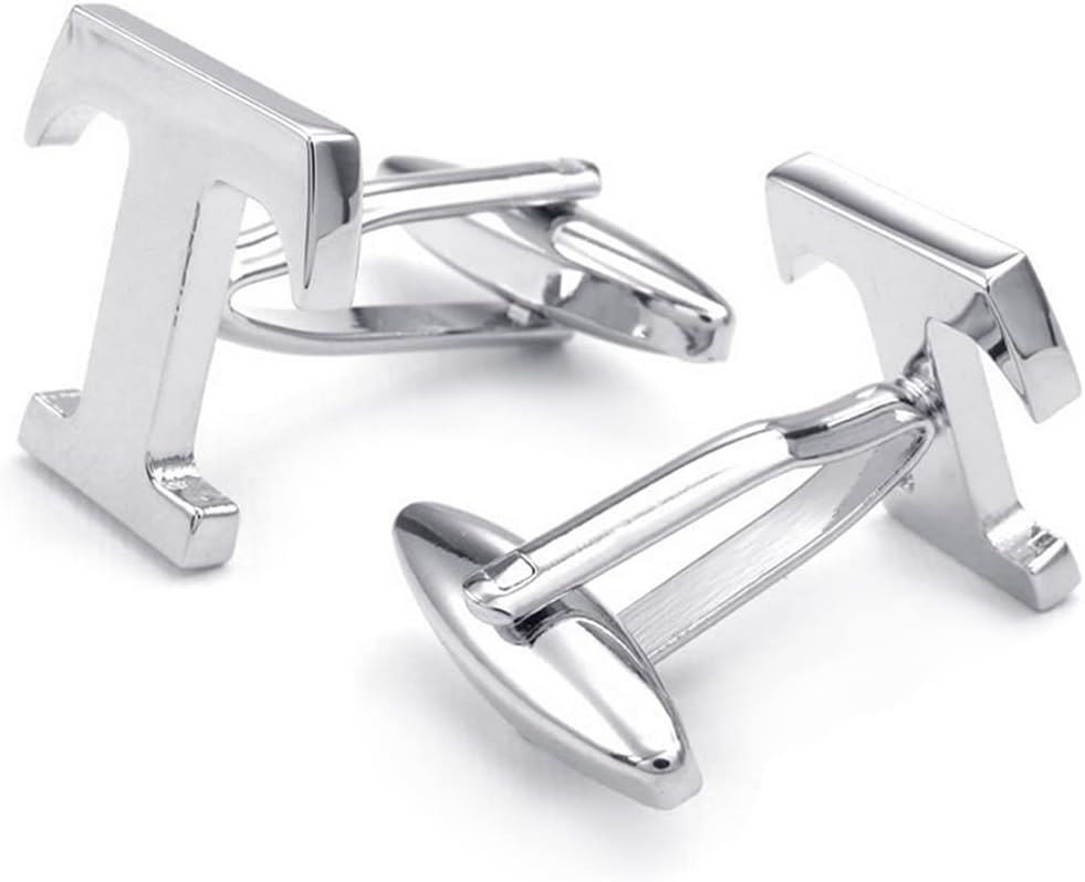 HONEY BEAR Men's Stainless Steel Alphabet Cufflinks with Wrist Collar Wedding Gift