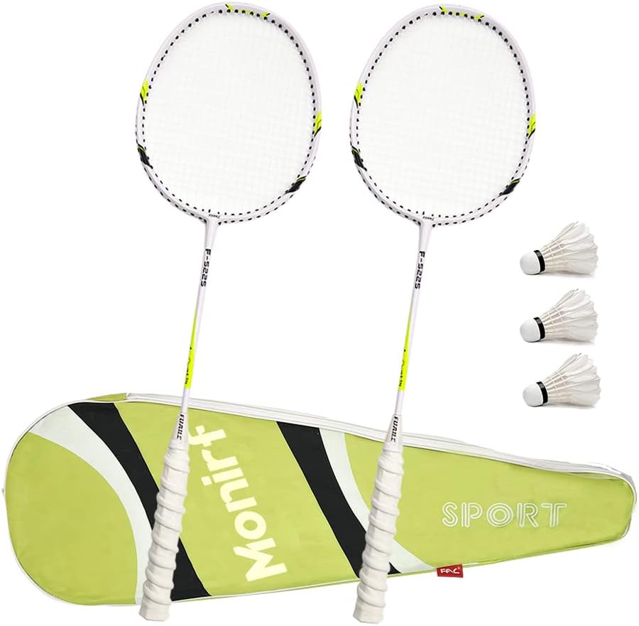 Monirf Badminton Rackets, Aluminum Alloy & Keel Hand Grip, Integrated Badminton Racquet Set for Beginners, Daily Play and Training, with Premium Badminton Bag, 3 Badminton Shuttlecock Balls