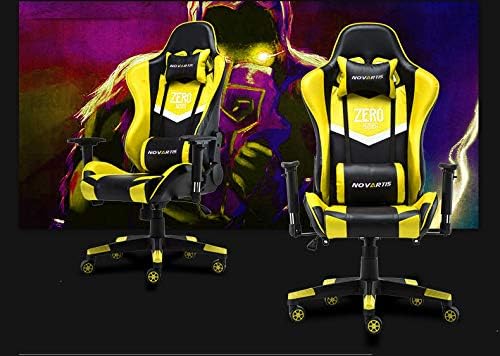 Adjustable Gaming Chair Galxy Design Adjustable Height/Back with Headrest and Backrest,Fixed Padded Arms, 170 Degree Reclining (Yellow & Black)