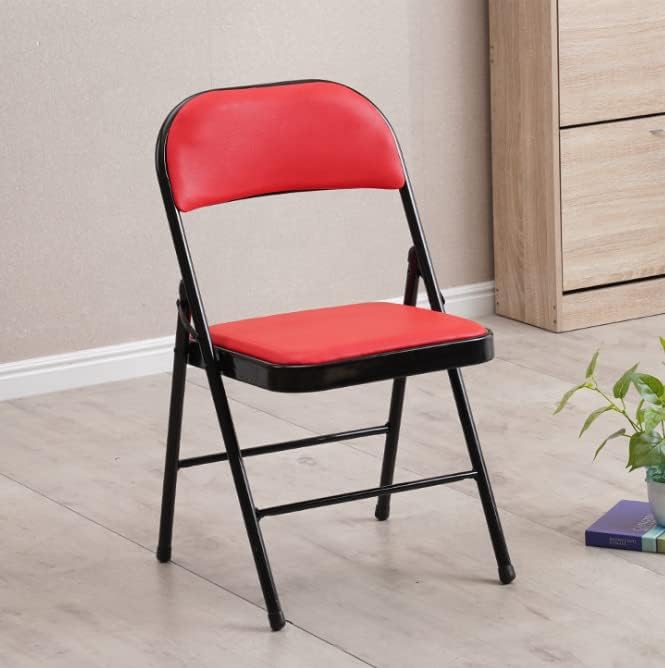 ECVV Folding Chair With Padded Seats Multi Functional Portable Chair For Home Dining Office Outdoor Fishing, RED, 40D x 45W x 40H, ‎LC-FCHAIR-RD