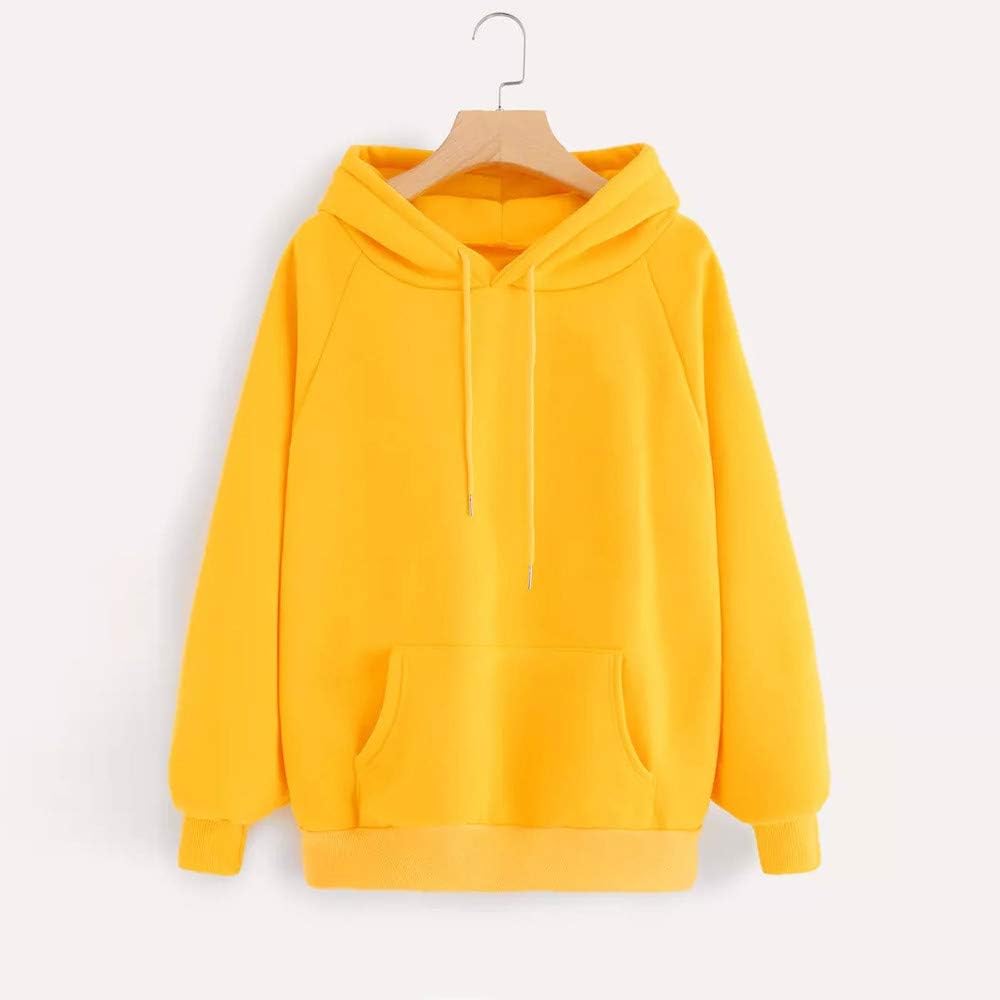 Women Hoodie Sweatshirt Fankle Sale Long Sleeve Drawstring Solid Tops Blouse Coat with Pockets