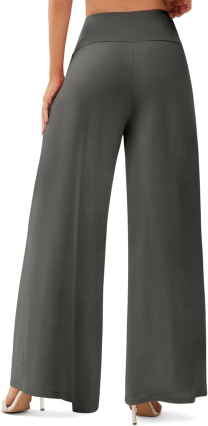 JZC Women's Wide Leg Casual Pants Cross Waist Palazzo Lounge Pajama Flowy Pants Yoga Sweatpants with Pockets