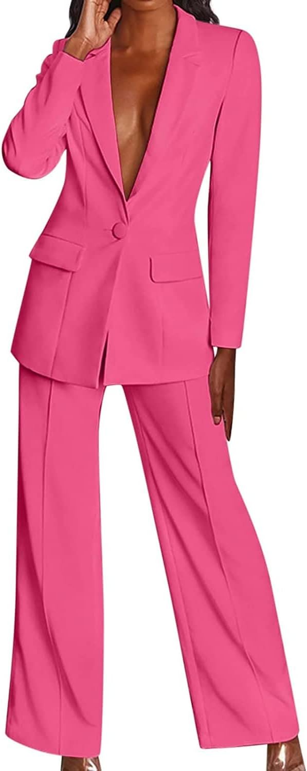 Women's Blazer Suit Set Pants Suit Elegant Business Pants 2-piece Suit Checked Two-piece Suit Slim Fit Streetwear Sporty Jacket Pants Turn-down Collar Work Plain Blazer Pants Set