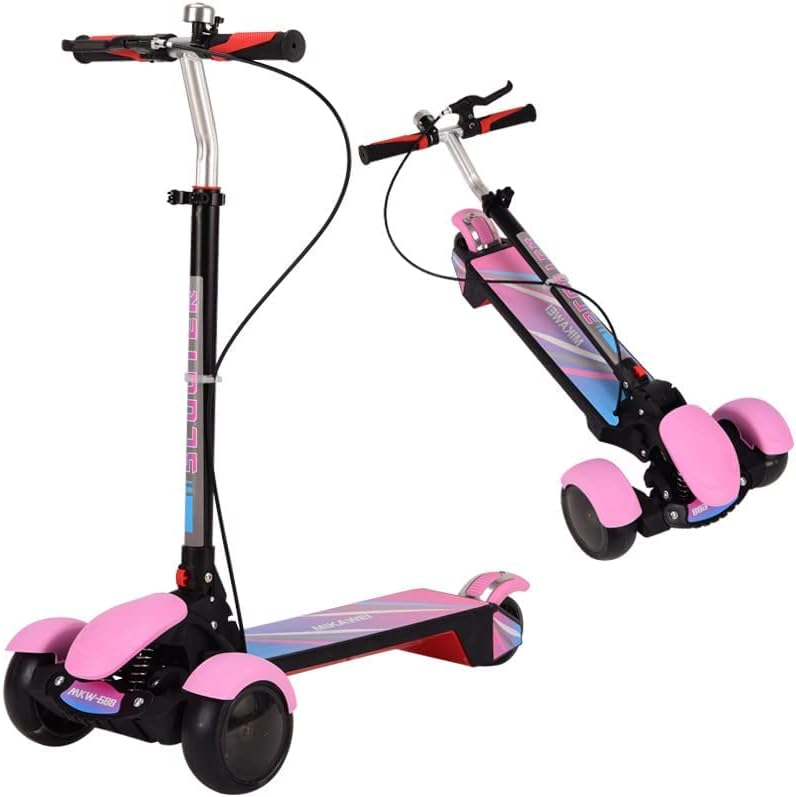 HONELEVO Kick Scooter Three Wheels, 5 Adjustable Height with LED Flashing Light and Music, For Children Age 3 Years and Up