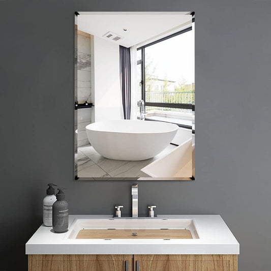 Bathroom Mirror Vanity Makeup Mirror Wall Mounted Frameless Rectangular Mirror for Bathroom Vanity Bedroom Dressing Table Vertical or Horizontal Hanging (50 * 70cm, Clear)
