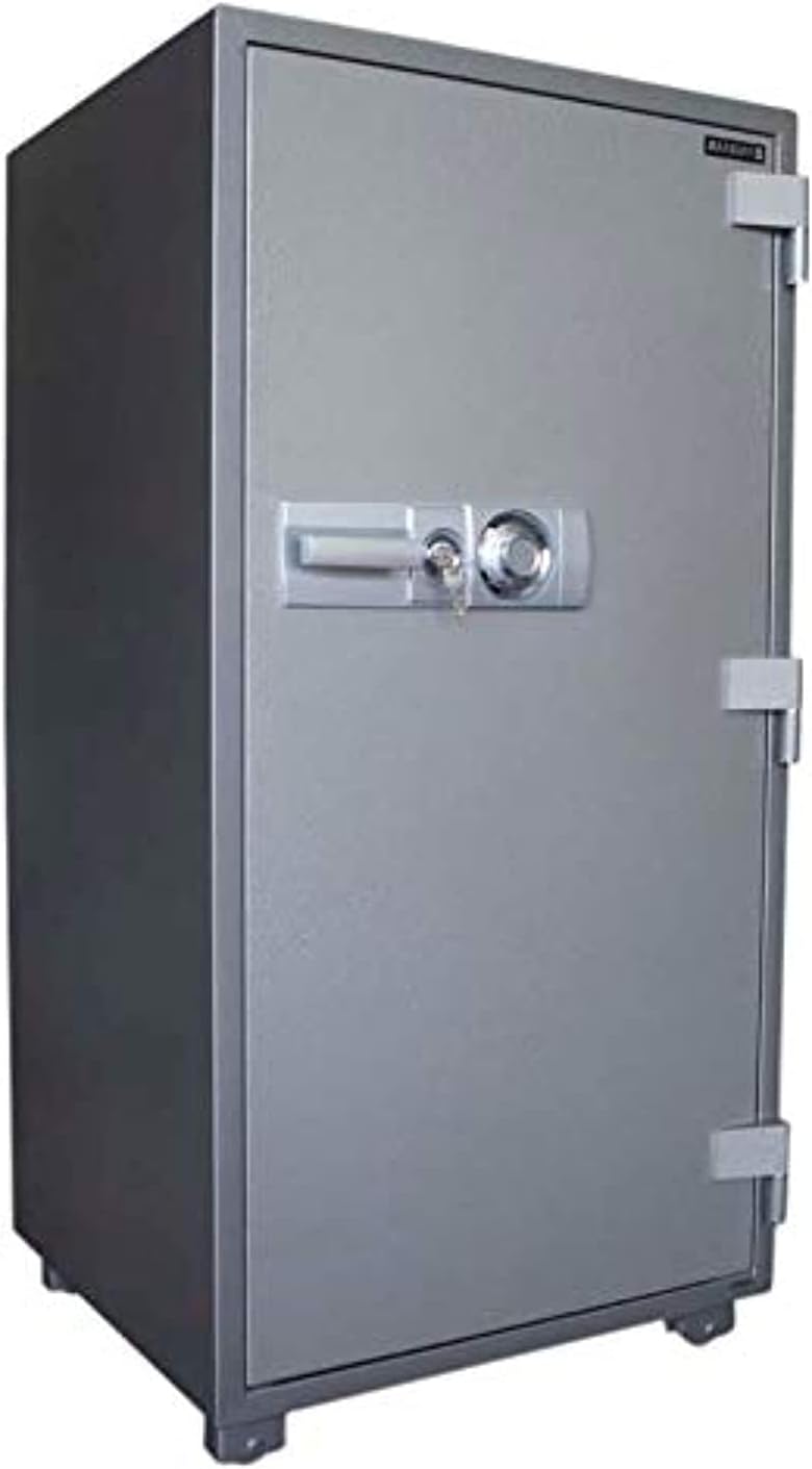 Mahmayi Secureplus 680-4Dk 4 Drawer Fire Filing Cabinet 222Kgs - Secure Steel Safe with Centralized Lock, Stylish Grey Finish for Office Use and Document Protection (4 Drawers, Key + Dial)