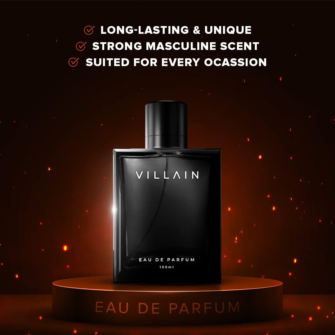 Villain Long Lasting Perfume For Men 100 Ml - Eau De Parfum Men - Premium Long Lasting Perfume & Fragrance Spray - Woody & Spicy