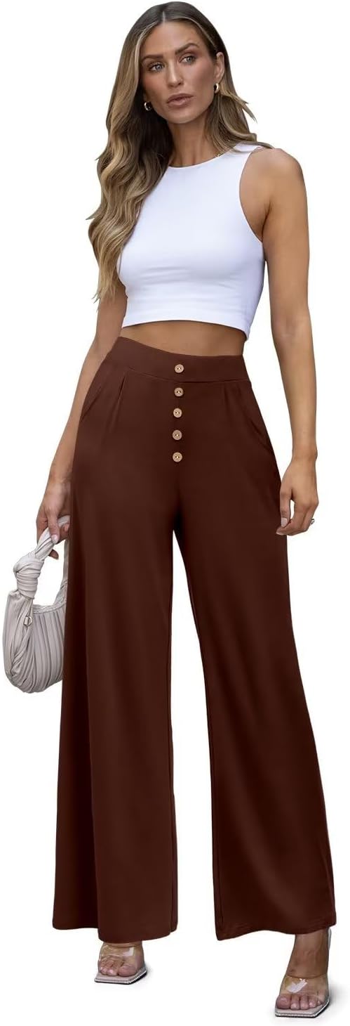 JZC Women's Wide Leg Casual Pants Cross Waist Palazzo Lounge Pajama Flowy Pants Yoga Sweatpants with Pockets