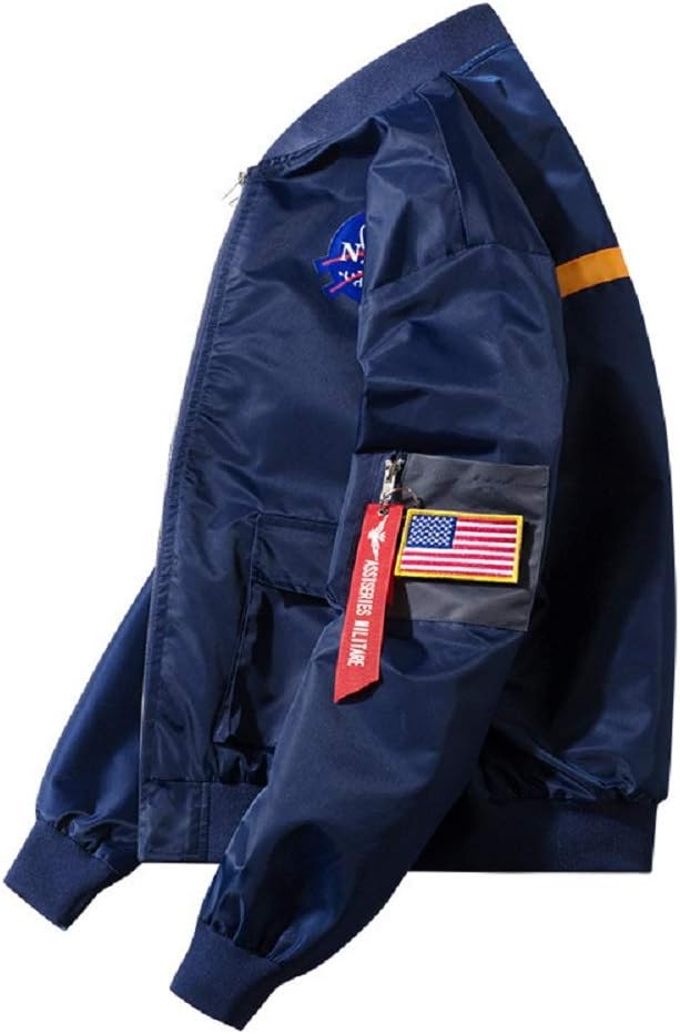 CORIRESHA Mens Apollo NASA Patches Slim Fit Bomber Jackets Windbreaker