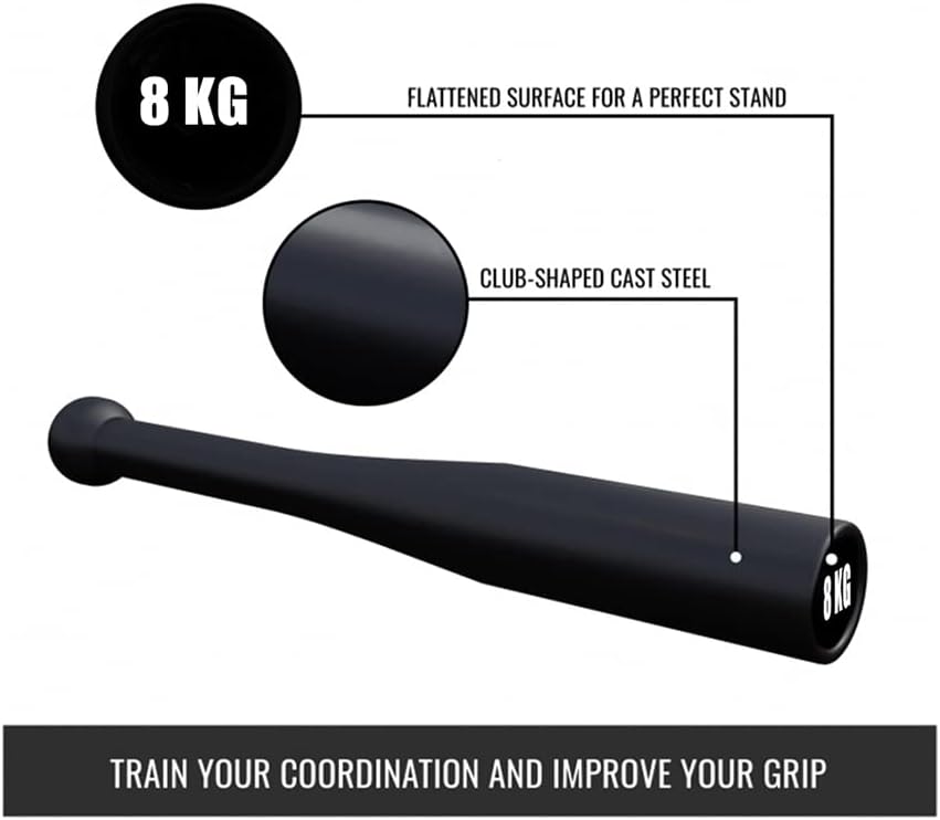 1441 Fitness Exercise Weight Club Bells - Heavy Duty Steel - for Strength Training & Improves Grip and Forearm Strength - 2kg / 4kg / 6kg / 8kg / 10kg / 12kg / 15kg