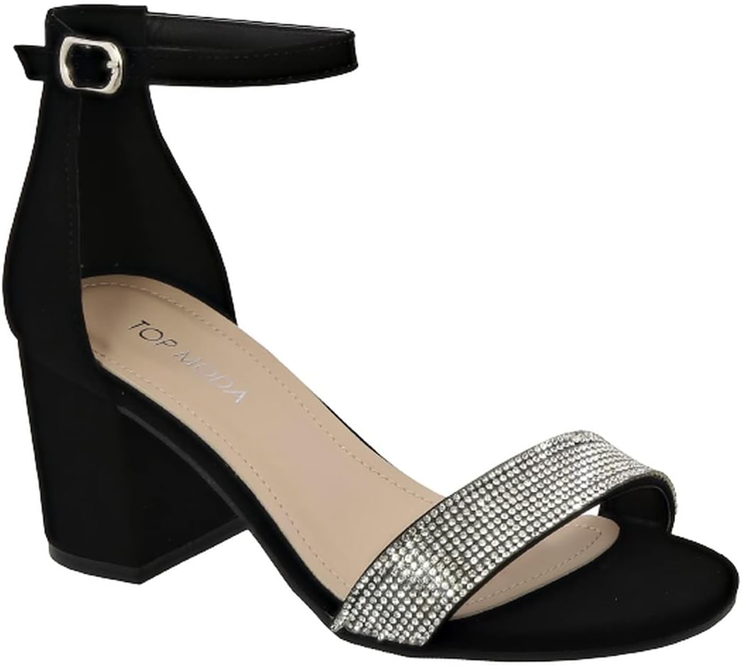 Over the Toe Strap Ankle Wrap Strap Heel Open Toe Block 2' Heel