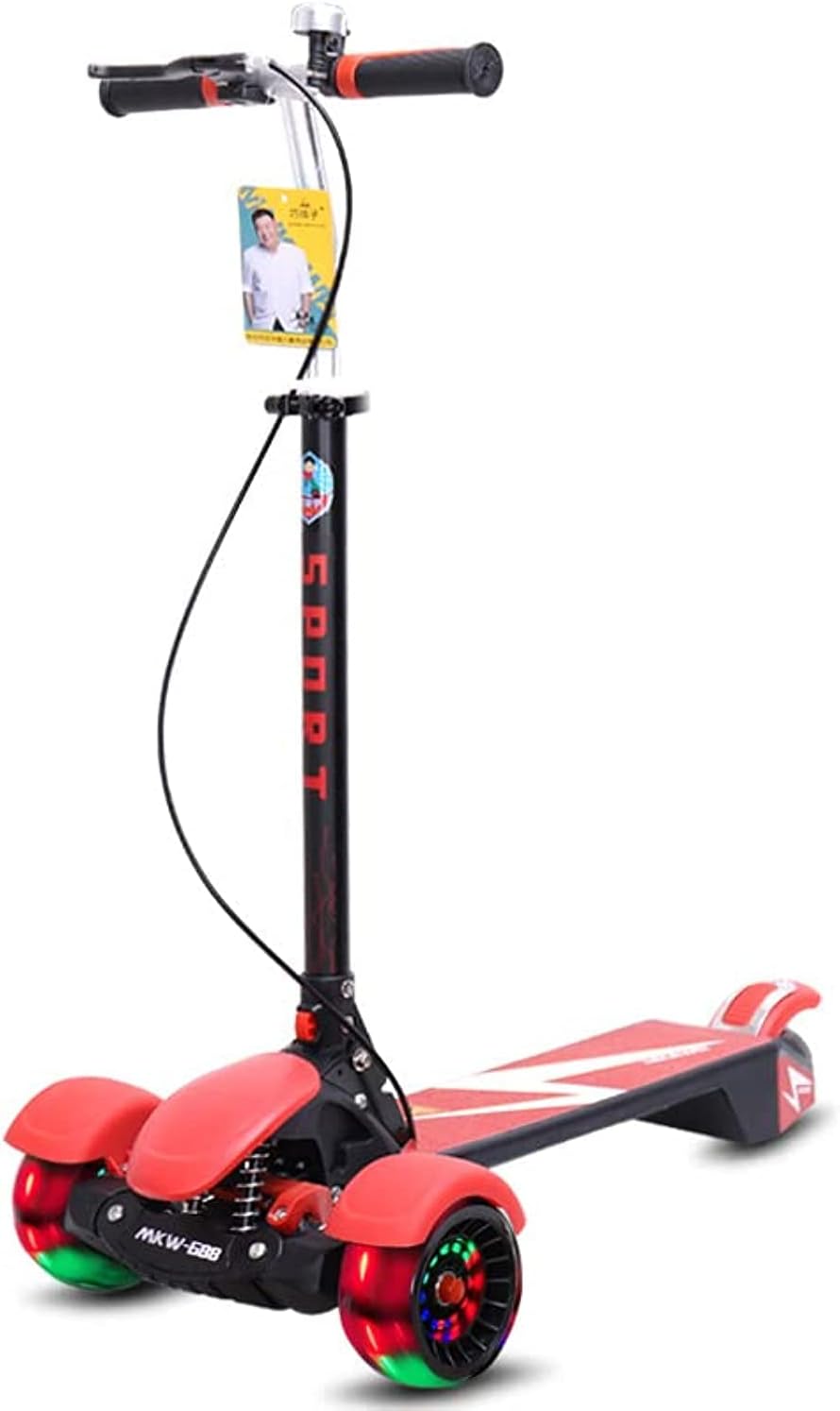 HONELEVO Kick Scooter Three Wheels, 5 Adjustable Height with LED Flashing Light and Music, For Children Age 3 Years and Up