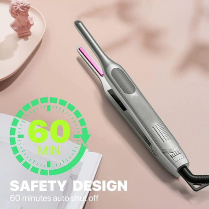 Hair Straighteners and Curler, Professional 2 in 1 Ceramic Pencil Flat Iron for Women's Short Hair and Men's Beard (UK standard adaptor)