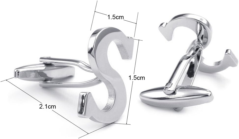 HONEY BEAR Men's Stainless Steel Alphabet Cufflinks with Wrist Collar Wedding Gift