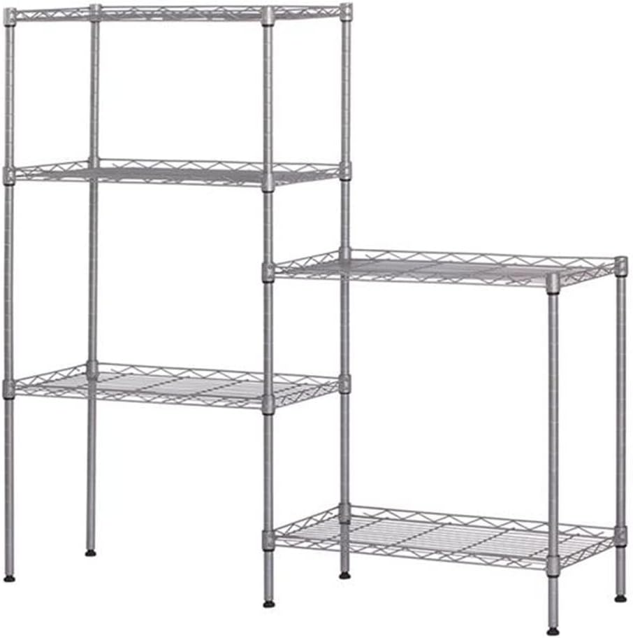 BEONE DIY Height Adjustable Metal Wire Storage Shelving Shelves Rack Unit for Home Bathroom Kitchen Office Warehouse Garage, Gray, Max 5 Tier (Gray)