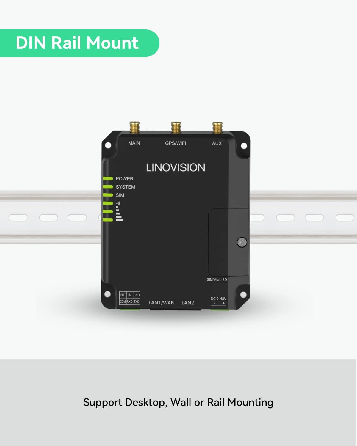 LINOVISION Industrial Unlocked 4G LTE Router, Support WiFi, Dual SIM Cards, RS485 and DI/DO, Secure VPN Access, Cloud Management, Cellular Router for M2M/IOT Application, Ethernet