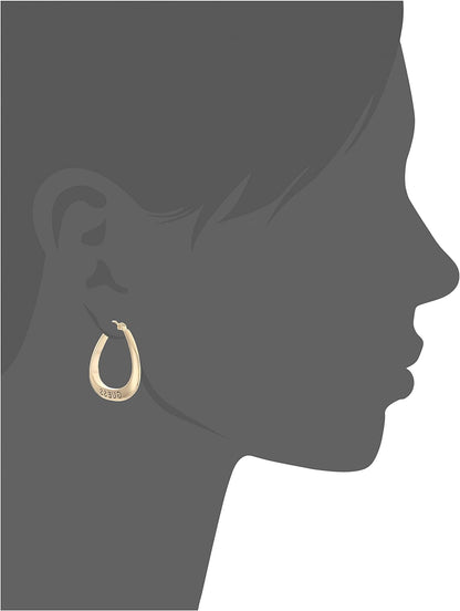 GUESS Basic Small Oval Logo Hoop Earrings