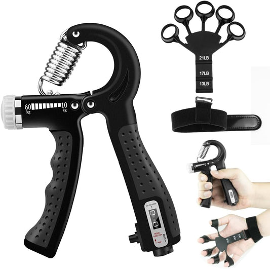 G SUCITY Hand Grip Strengthener Trainer Kit - Hand Strengthener & Grip Strength Kit - Forearm Grip Adjustable Resistance - Finger Stretcher, Hand Gripper, Finger Exerciser for Men/Women