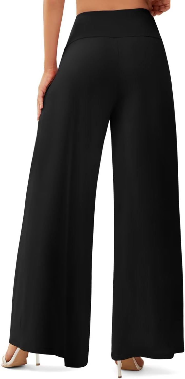 JZC Women's Wide Leg Casual Pants Cross Waist Palazzo Lounge Pajama Flowy Pants Yoga Sweatpants with Pockets