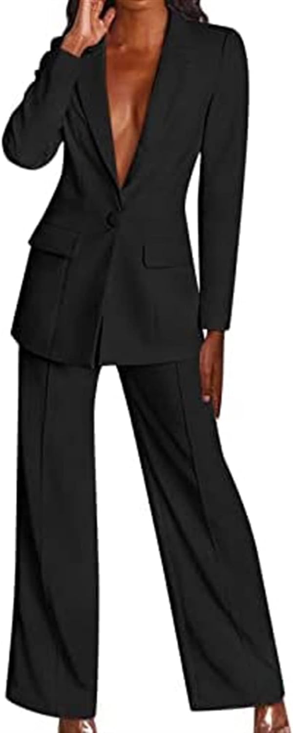 Women's Blazer Suit Set Pants Suit Elegant Business Pants 2-piece Suit Checked Two-piece Suit Slim Fit Streetwear Sporty Jacket Pants Turn-down Collar Work Plain Blazer Pants Set