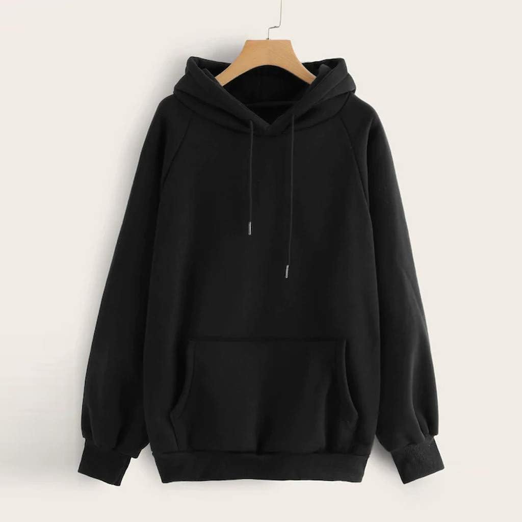 Women Hoodie Sweatshirt Fankle Sale Long Sleeve Drawstring Solid Tops Blouse Coat with Pockets