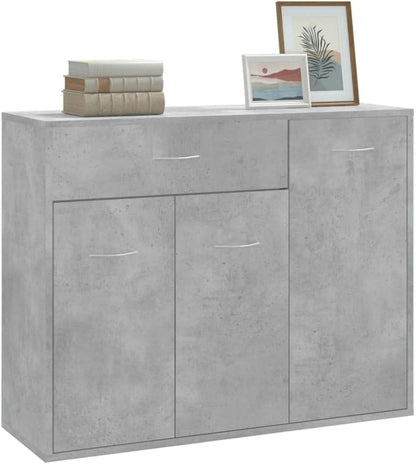 vidaXL Sideboard Storage Cabinet Home Interior Decor Living Room Bedroom Shelf Stand Furniture Organiser Buffet Server Concrete Grey Engineered Wood