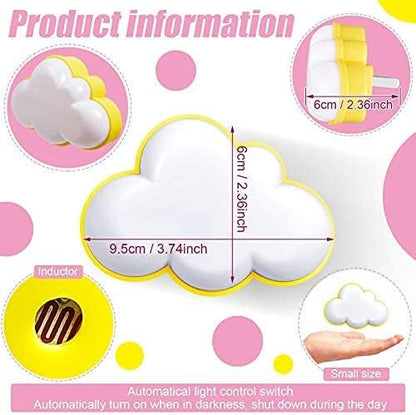 2 Pcs LED Night Light Cloud Shape Lights, SYOSI, Wall Plug into Baby Nursery Warm Lamp With Sensor, Plug-in Intelligent Nightlight for Kids Bedroom Hallway (Yellow)