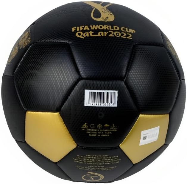 FIFA World Cup Football with Inflatable Pump, Pro Football Size 5, Excellent Bounce and Shape Retention,Official Match Professional High Grade PU Leather Black & Gold