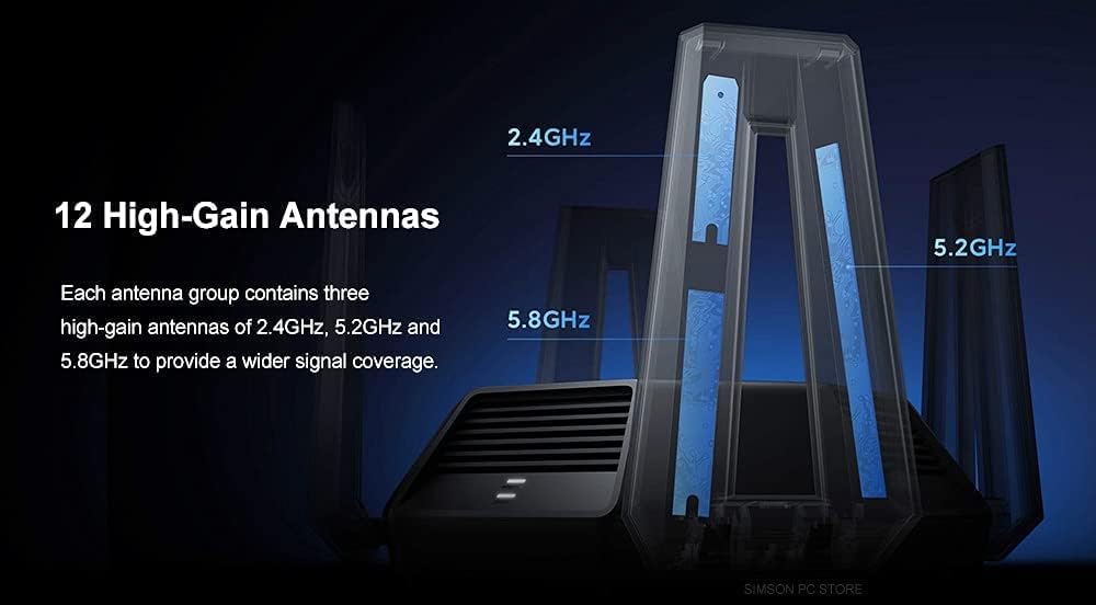 MI AX9000 AIoT WIFI6 ROUTER,9000MBPS,Enhanced Version TRI-BAND,2.5GHZ/5.2GHZ/5.8GHZ Quad-Core CPU 1GB RAM 4KQAM 12 High-Gain Antennas,