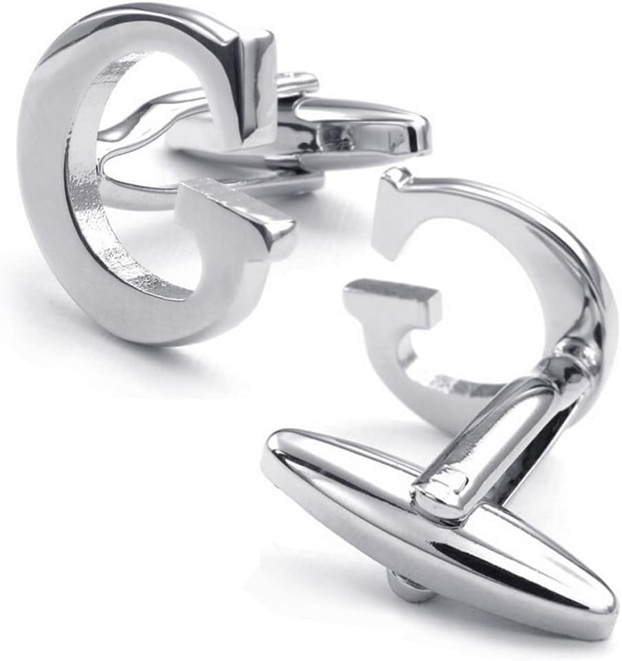 HONEY BEAR Men's Stainless Steel Alphabet Cufflinks with Wrist Collar Wedding Gift