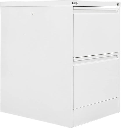 RIGID Steel Vertical Filing Cabinet Large Storage steel Cabinet, Metal Portable Cabinet with 2 Drawers for A4/Lette (White)