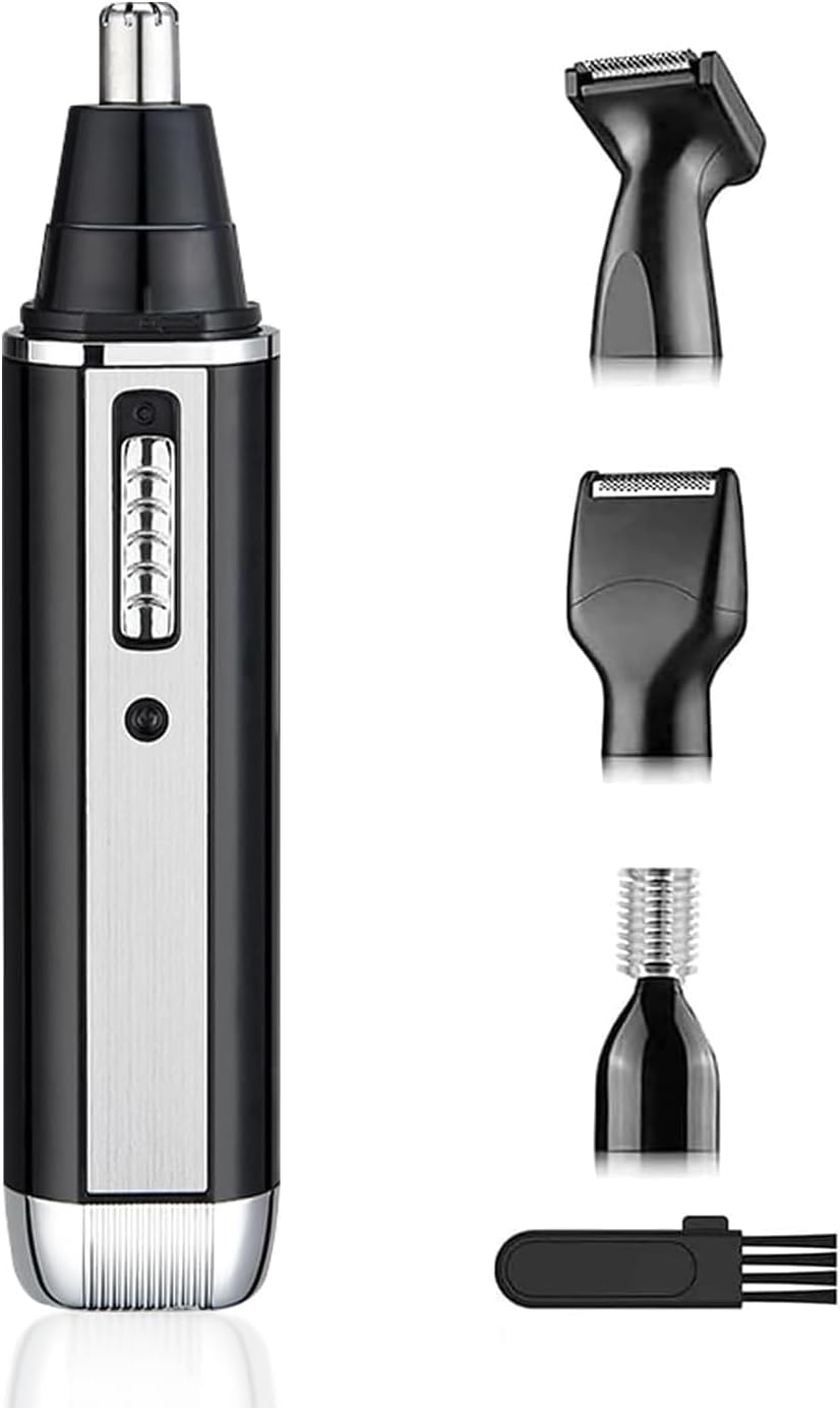 Portable Nose Hair Trimmer,Necomi® 4 in 1 Ear & Nose Hair Trimmer,with 360°Rotating Painless Dual Edge Blades,USB Rechargeable,Men Electric Nasal Eyebrow & Facial Hair Trimmer