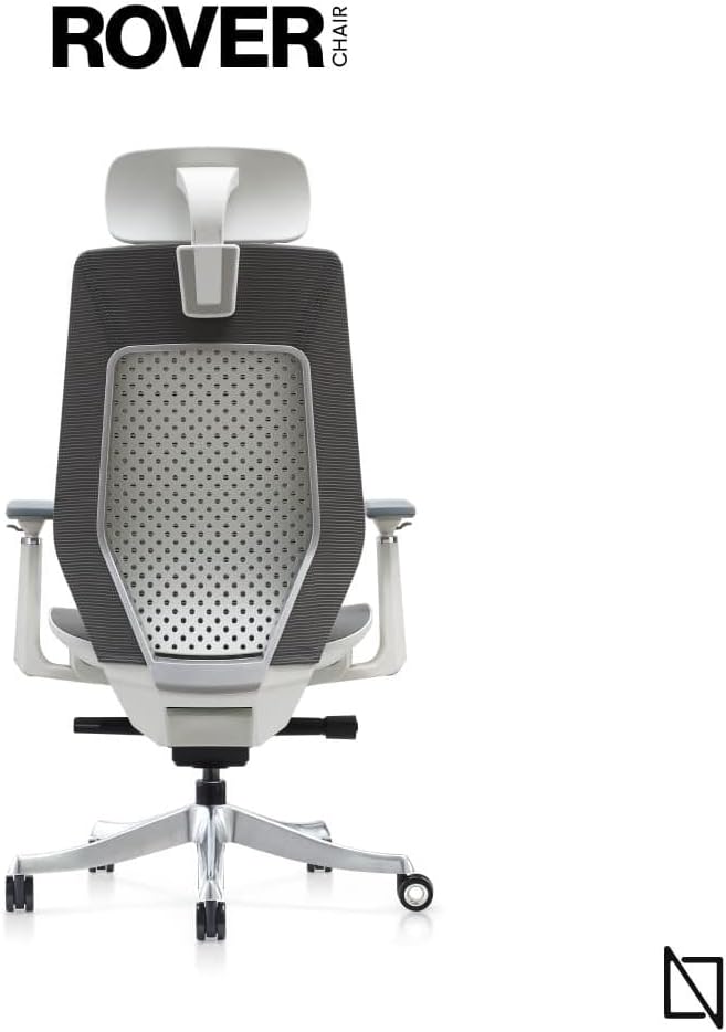 Navodesk ROVER Chair, Full Mesh Modern Office Chair with Chrome Base - Ergonomic Adjustable Office Chair With 3D Armrests - High Back Chair With Breathable Mesh Seat (COOL GREY)